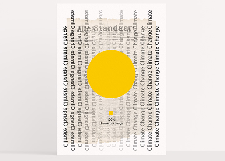 Design poster with data visualisation Climate Change , ‘100% chance of Change’. Collage with newspaper & sunlight ... ;-)