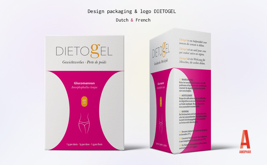 Ontwerp verpakking & logobeeld Dietogel - Amophar